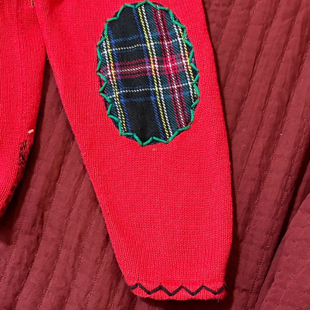 Designers Originals Studio Joy Festive Red Patchwork Christmas Cardigan Size 1X - Picture 13 of 15